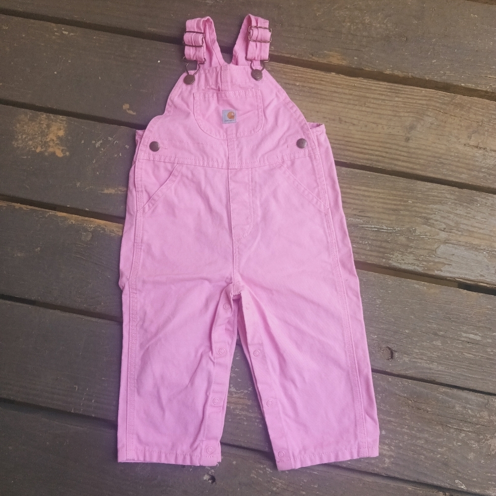 Carhartt Pink Kids Suspender Overalls Size 18 Months - Picture 8 of 8